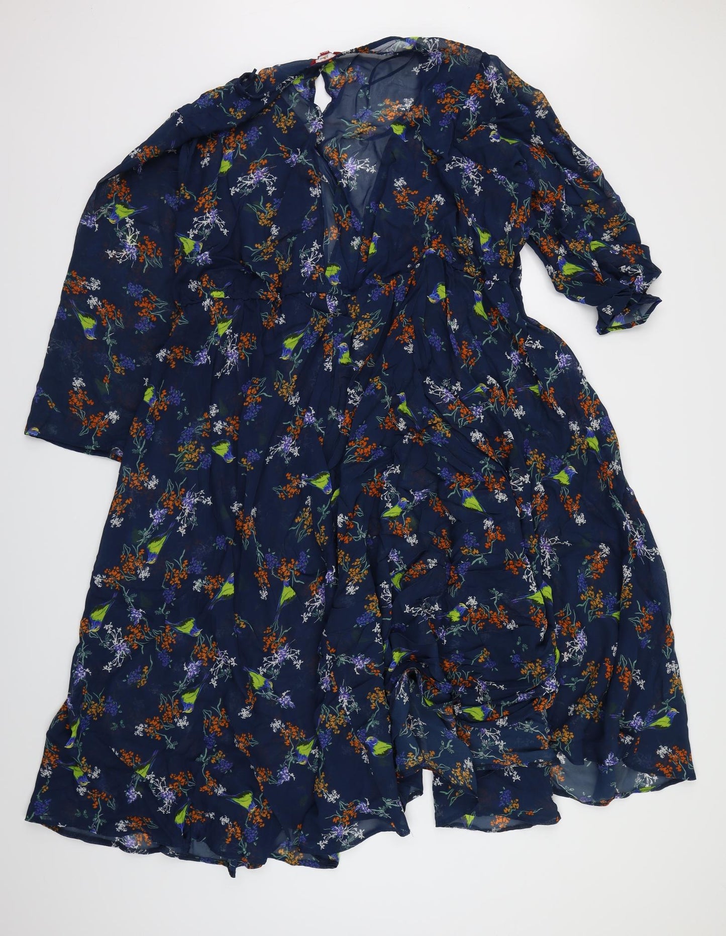Joe Browns Womens Blue Floral Chiffon A-Line  Size 32