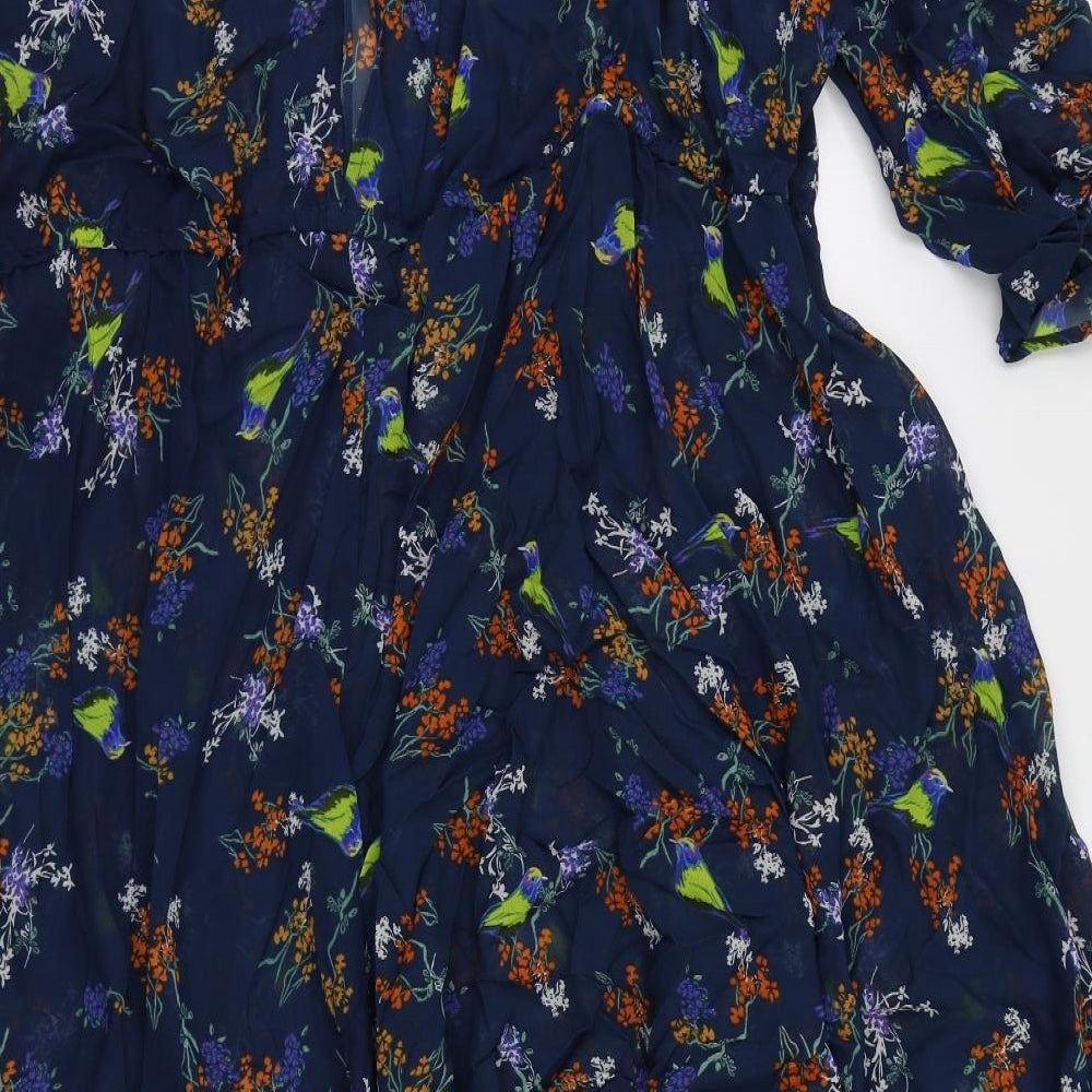 Joe Browns Womens Blue Floral Chiffon A-Line  Size 32