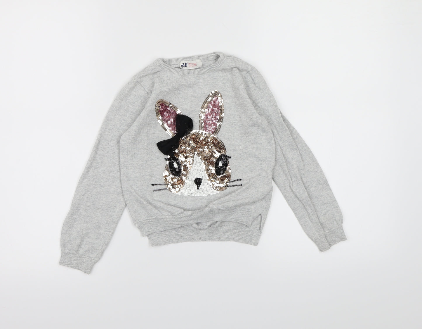 H&M Girls Grey  Knit Pullover Jumper Size 5-6 Years