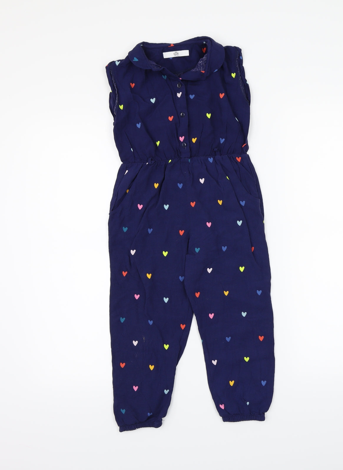 Marks and Spencer Girls Blue Polka Dot  Jumpsuit One-Piece Size 4-5 Years  - Love Heart print