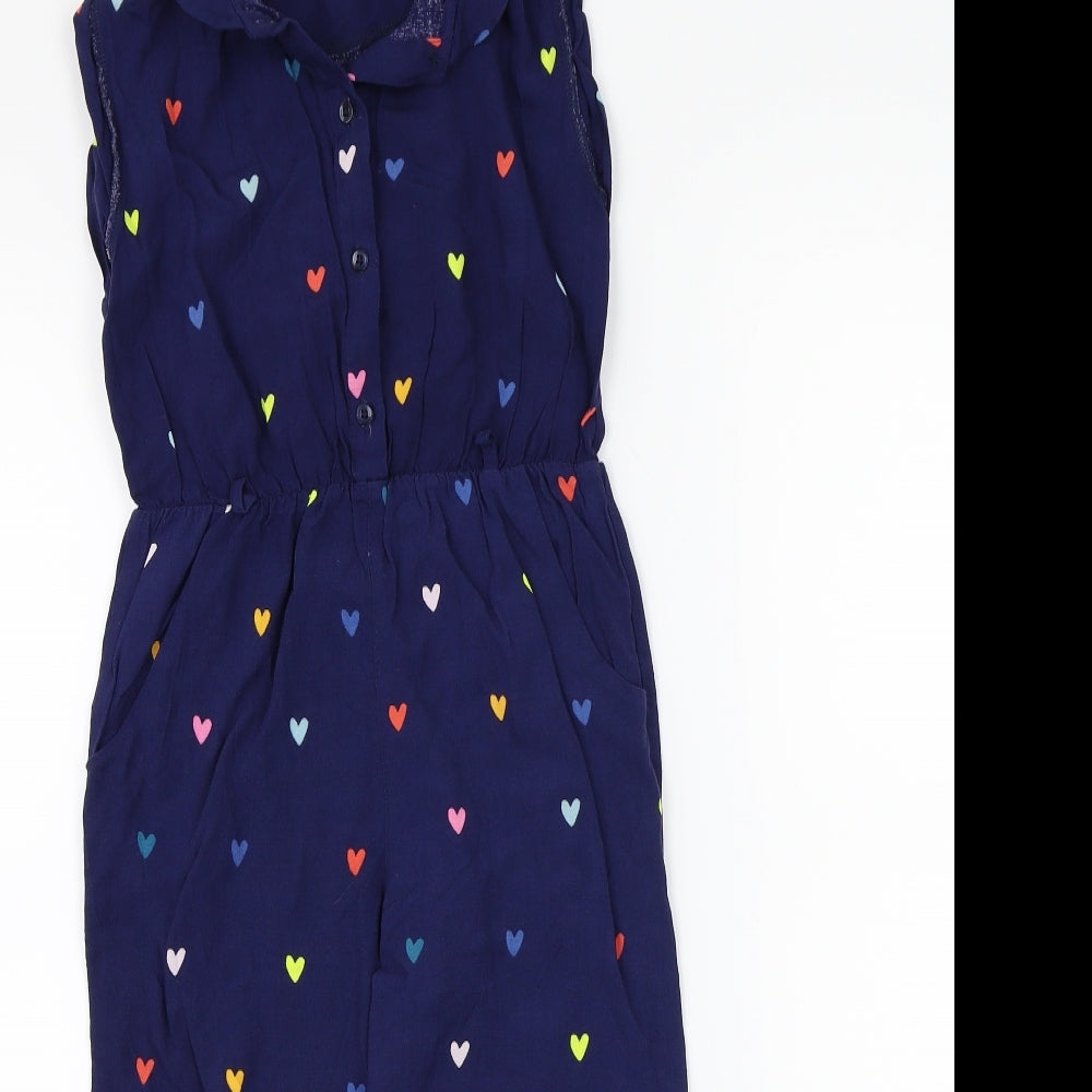 Marks and Spencer Girls Blue Polka Dot  Jumpsuit One-Piece Size 4-5 Years  - Love Heart print