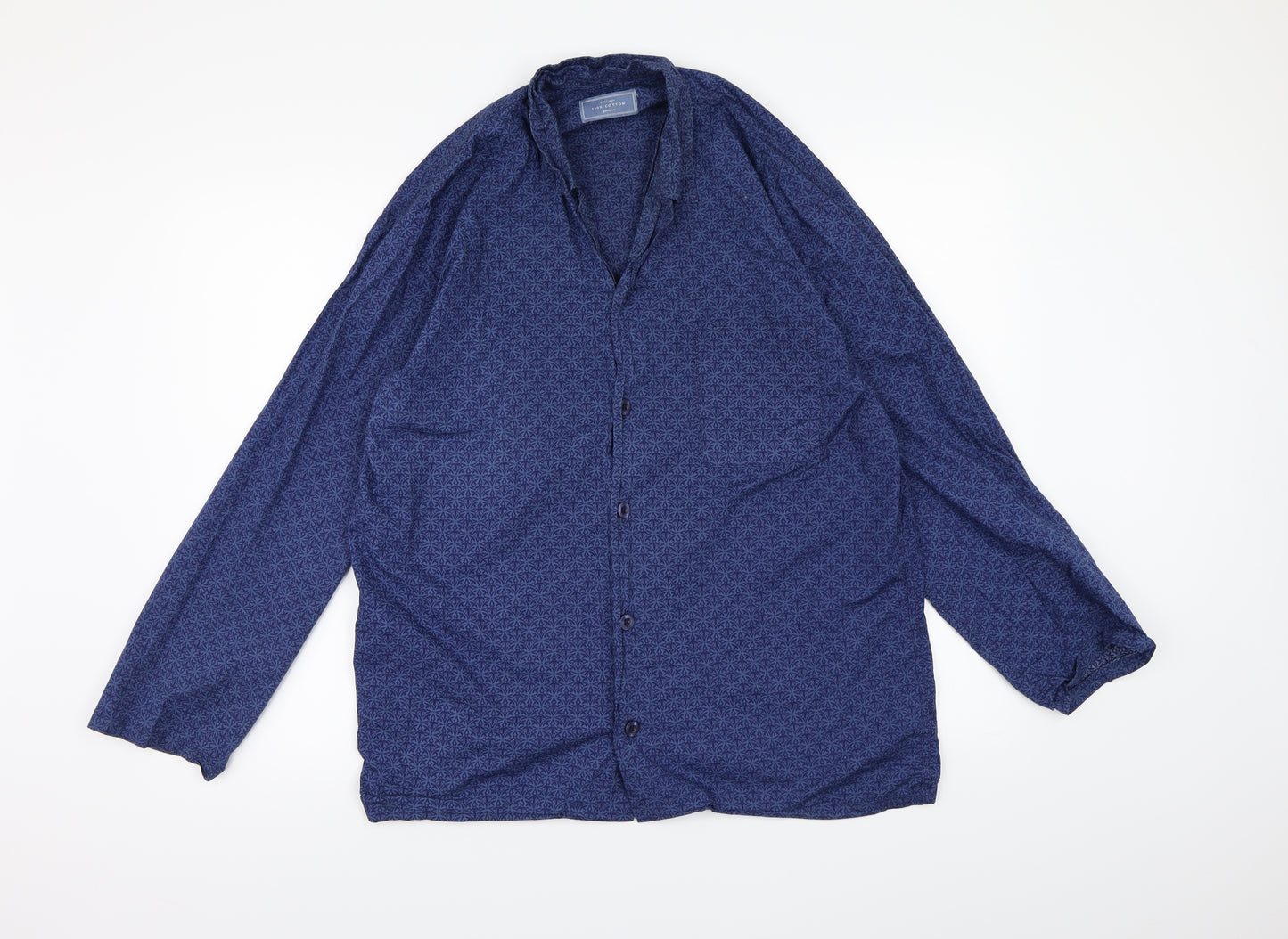 John Lewis Mens Blue Geometric   Pyjama Top Size M