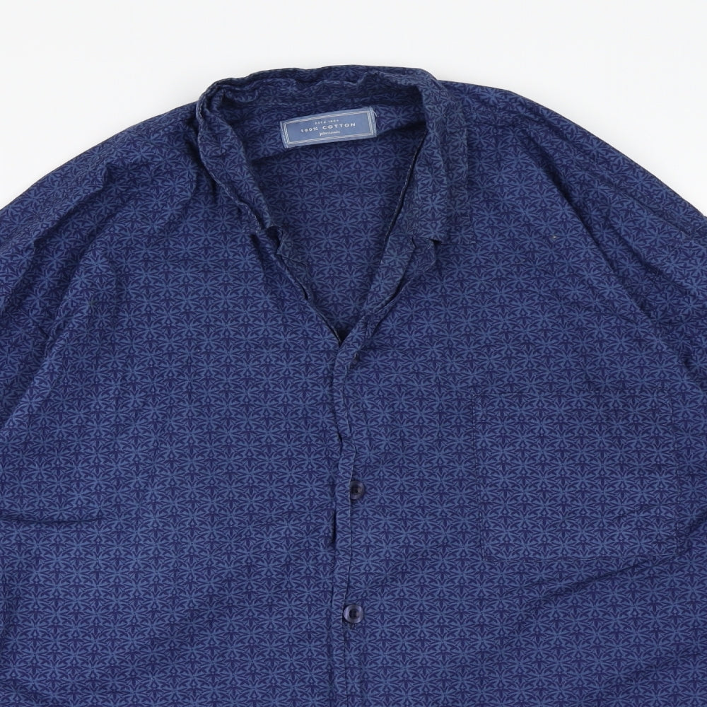 John Lewis Mens Blue Geometric   Pyjama Top Size M