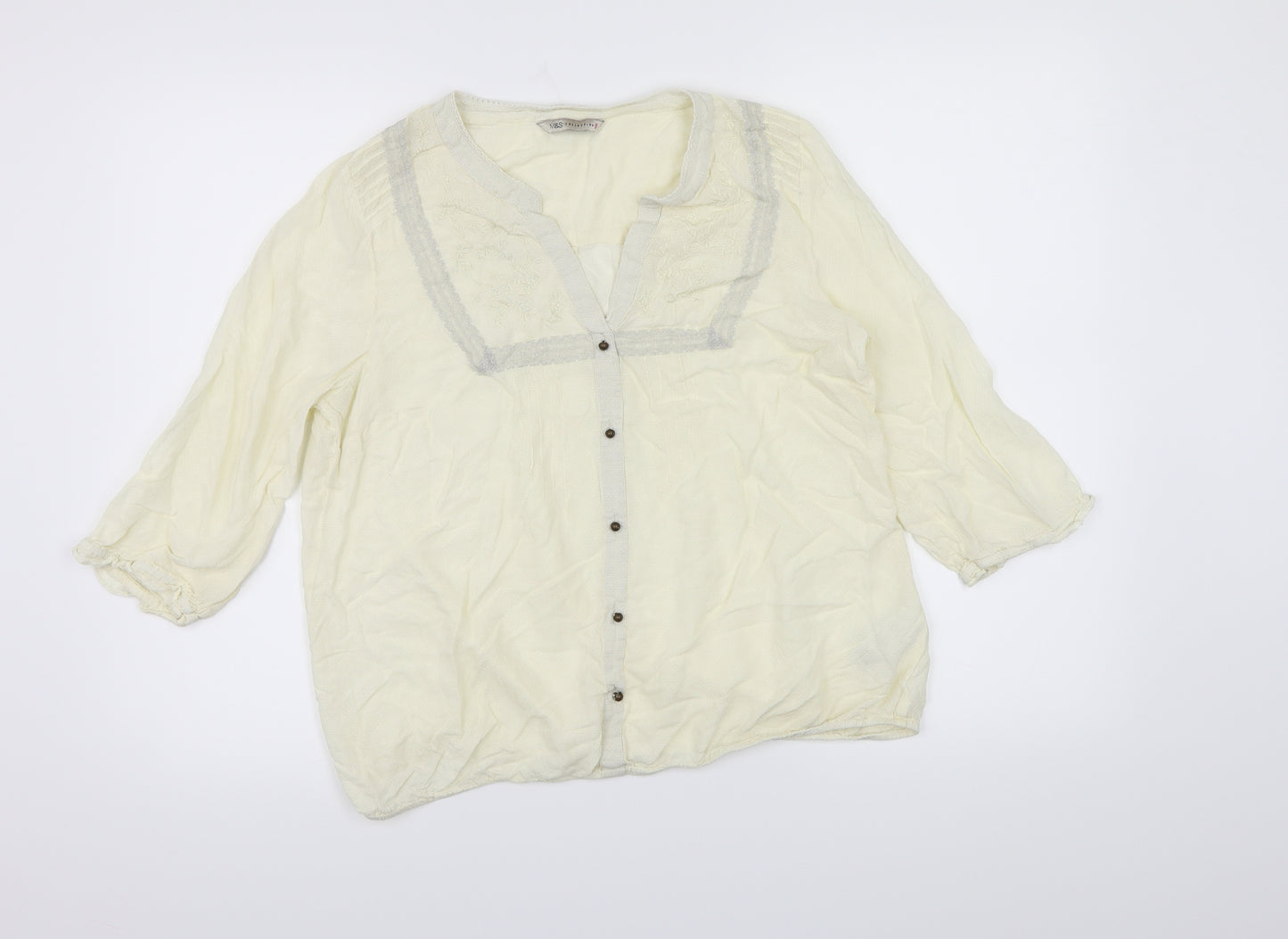 Marks and Spencer Womens White   Basic Blouse Size 14  - Cream