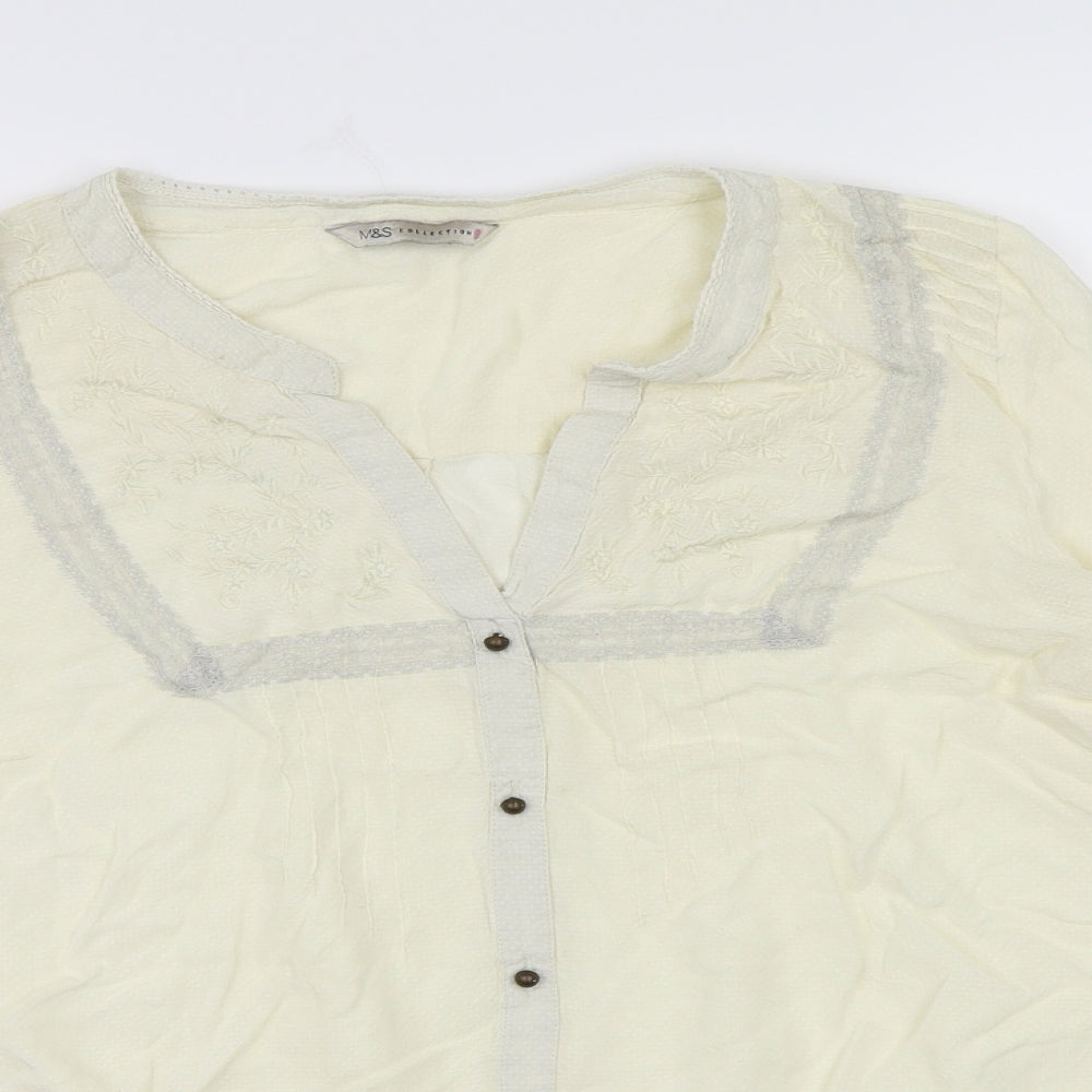 Marks and Spencer Womens White   Basic Blouse Size 14  - Cream