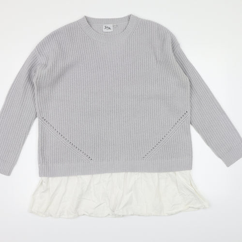 Just Me Womens Grey  Knit Pullover Jumper Size 16