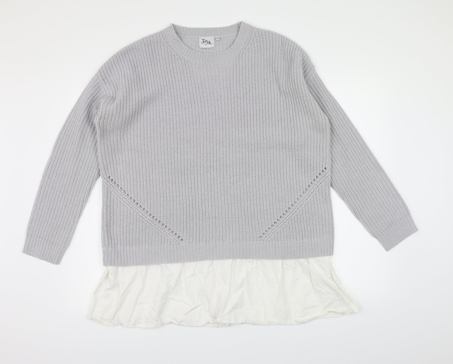 Just Me Womens Grey  Knit Pullover Jumper Size 16