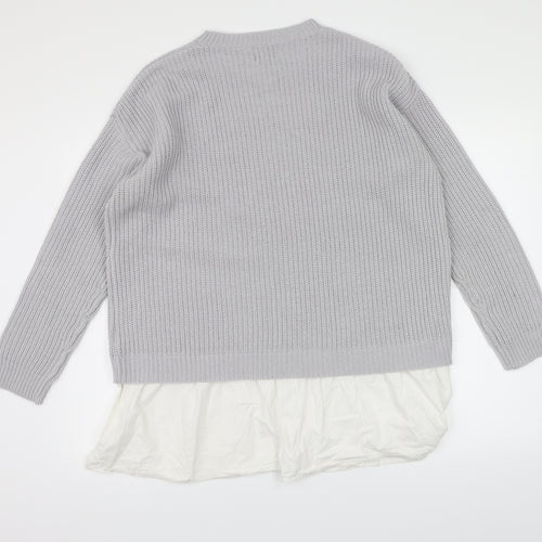 Just Me Womens Grey  Knit Pullover Jumper Size 16