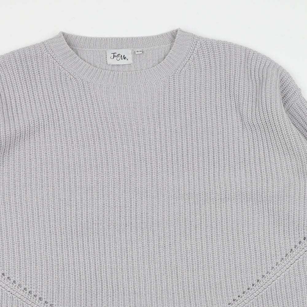 Just Me Womens Grey  Knit Pullover Jumper Size 16
