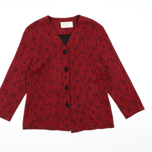Bonmarché Womens Red Geometric  Jacket Blazer Size 12