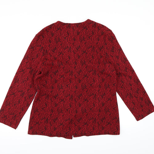 Bonmarché Womens Red Geometric  Jacket Blazer Size 12