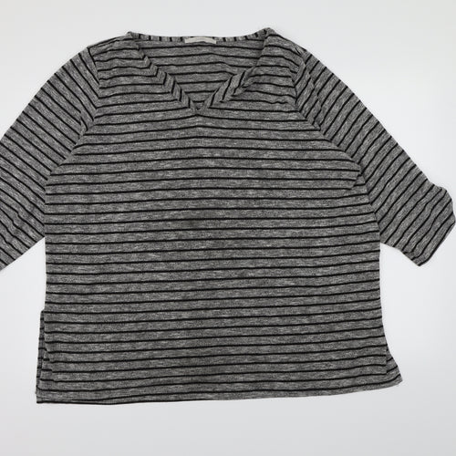 George Womens Grey Striped Knit Pullover Jumper Size 14