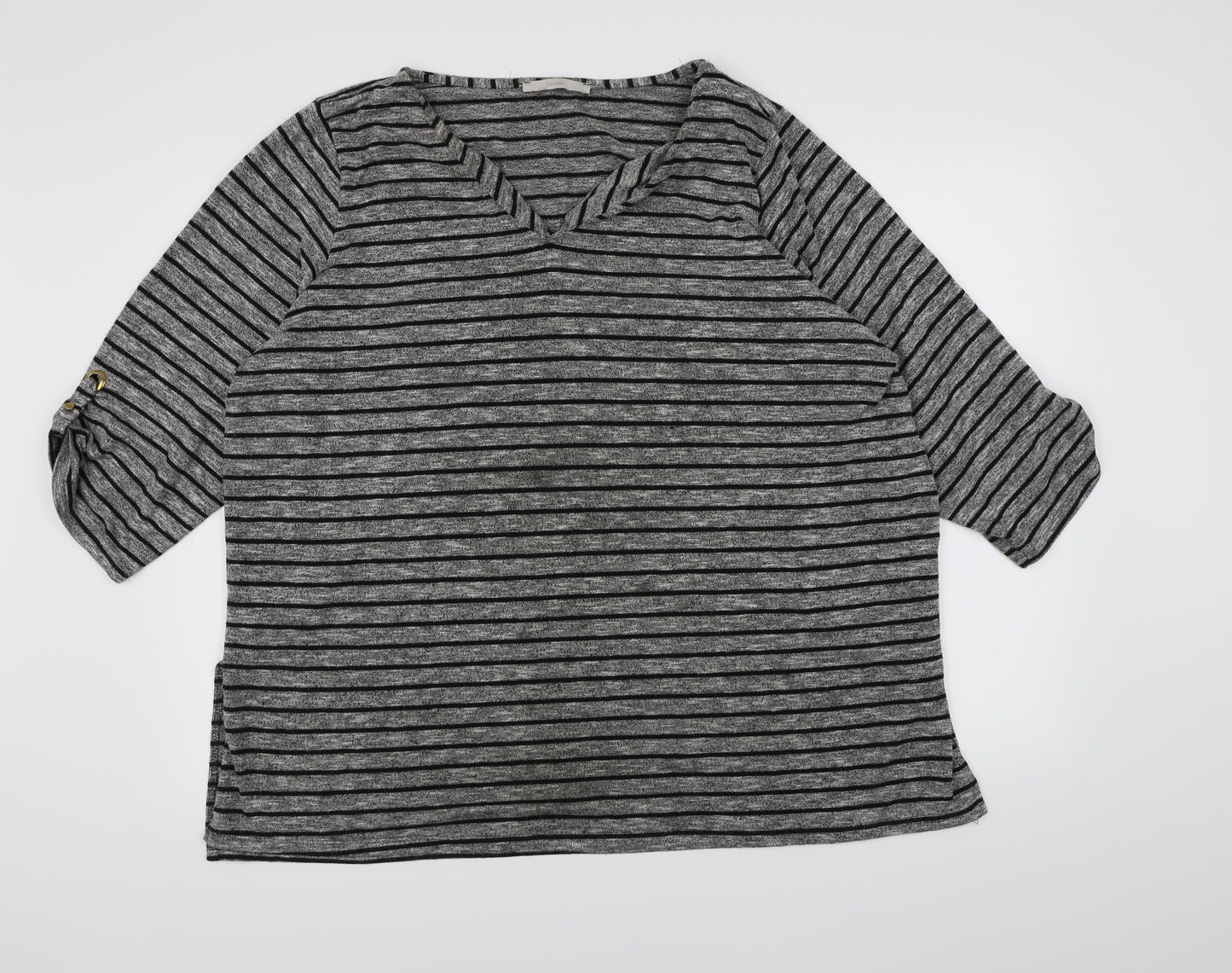 George Womens Grey Striped Knit Pullover Jumper Size 14