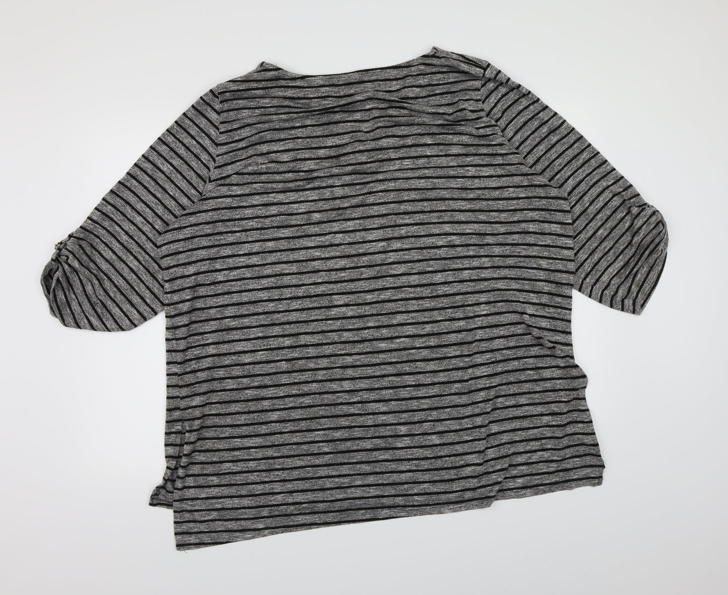George Womens Grey Striped Knit Pullover Jumper Size 14