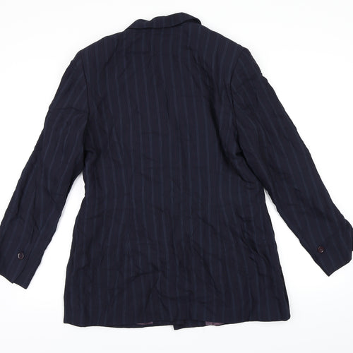 Coast Womens Blue Striped Rayon Jacket Blazer Size 14
