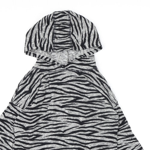 NEXT Girls Grey Animal Print  Pullover Hoodie Size 10 Years