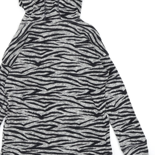 NEXT Girls Grey Animal Print  Pullover Hoodie Size 10 Years