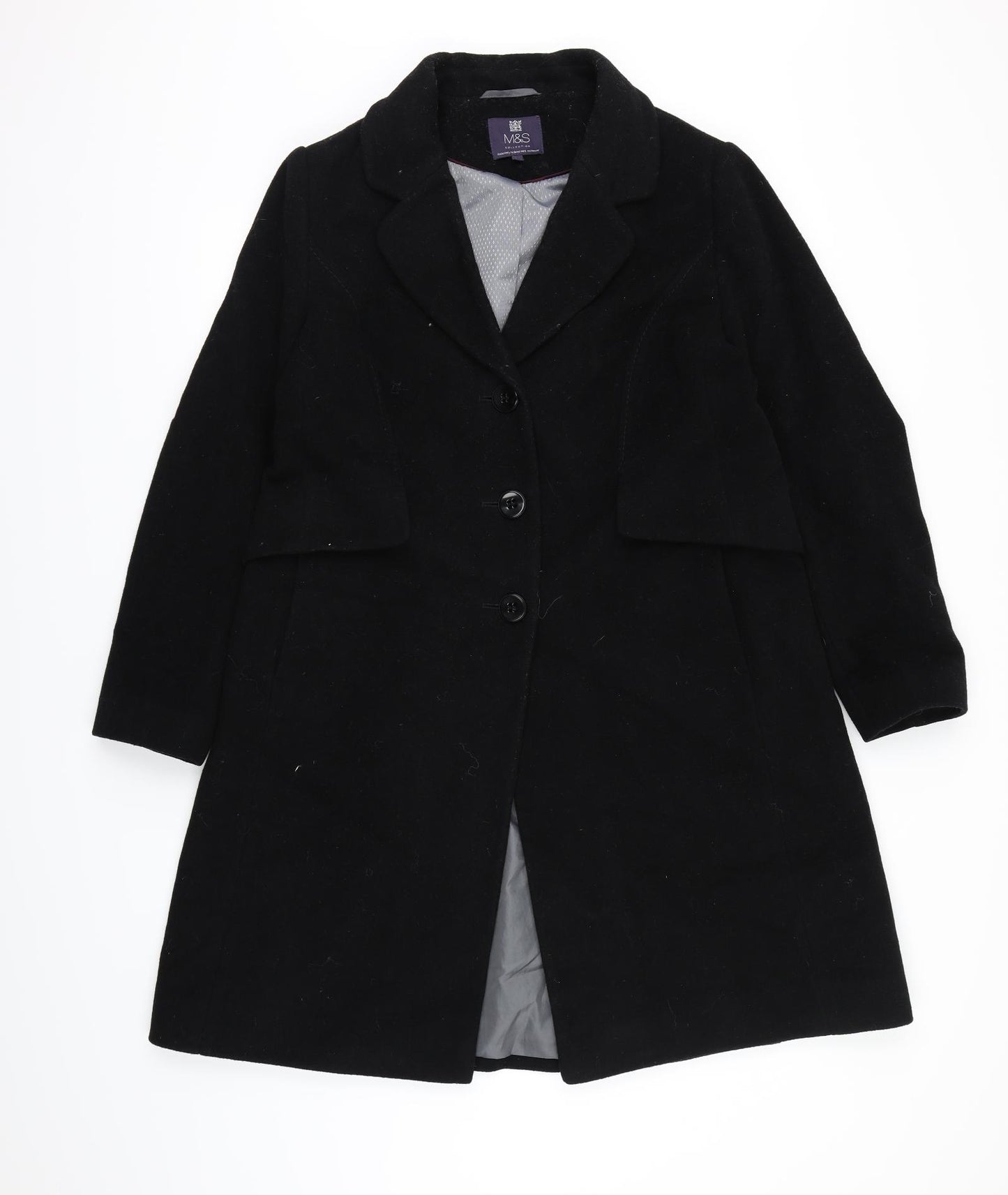 Marks and Spencer Womens Black   Overcoat Coat Size 16