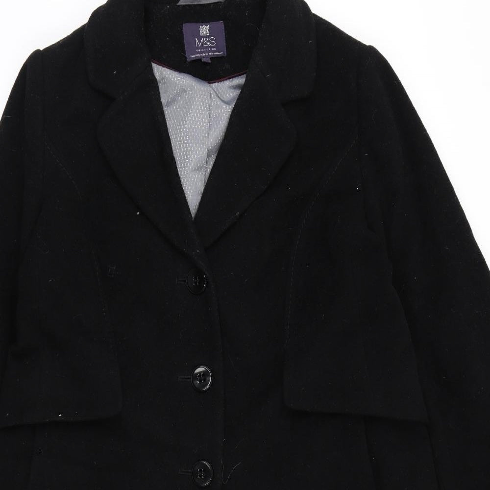 Marks and Spencer Womens Black   Overcoat Coat Size 16