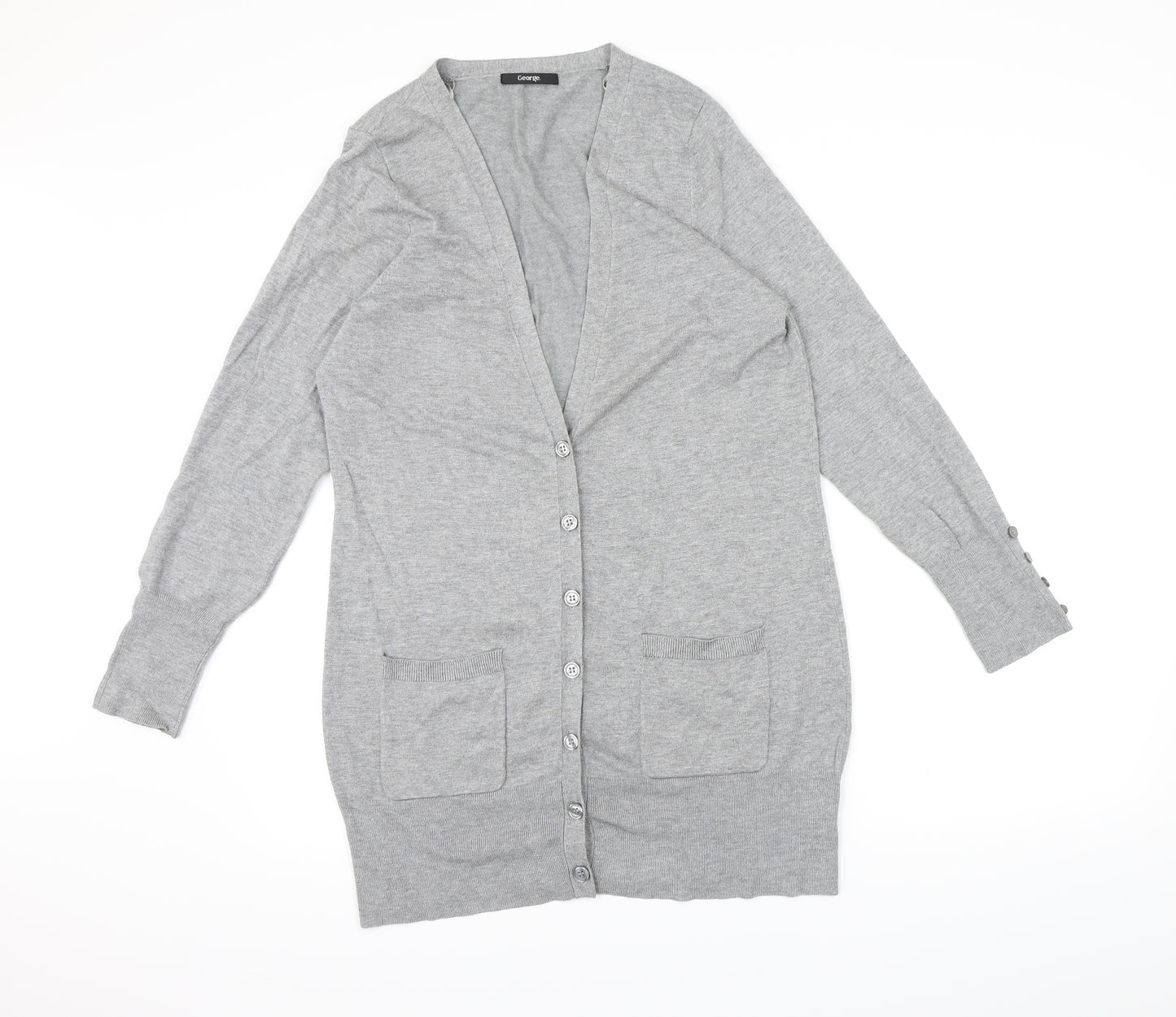 George Womens Grey  Knit Cardigan Jumper Size 16