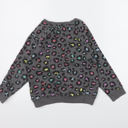 NEXT Girls Grey Animal Print Jersey Pullover Sweatshirt Size 8 Years