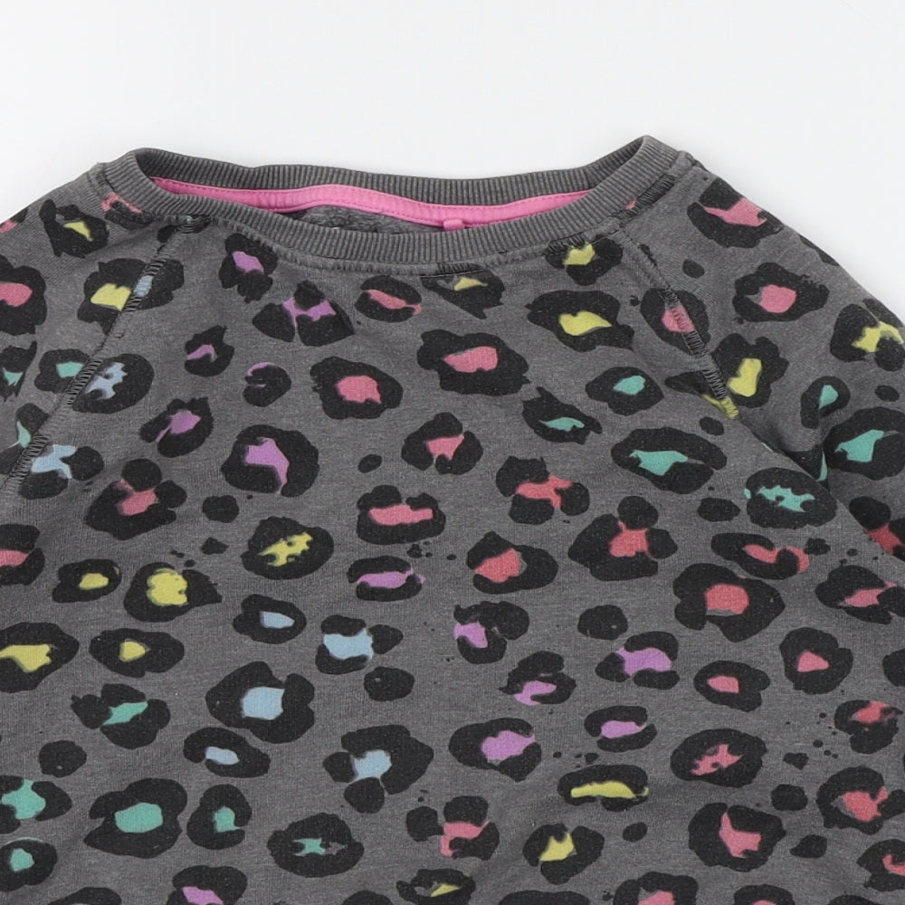 NEXT Girls Grey Animal Print Jersey Pullover Sweatshirt Size 8 Years