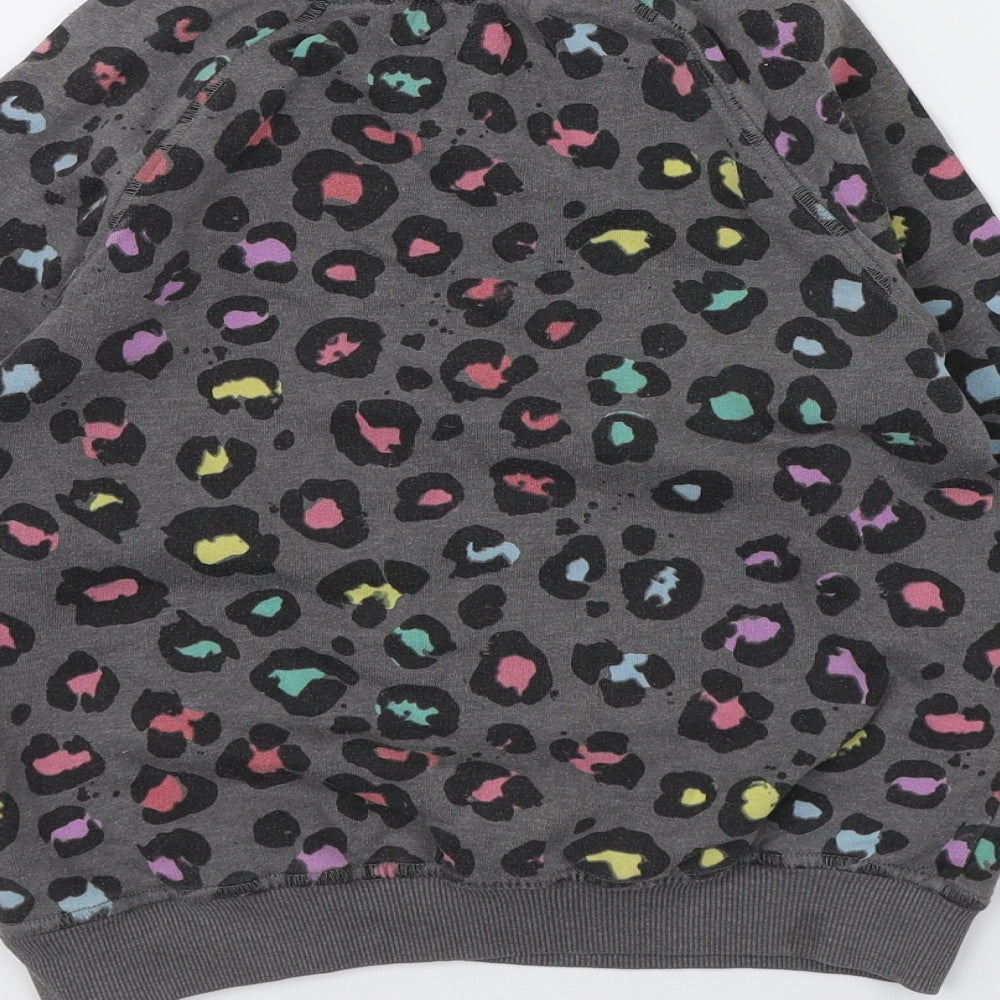 NEXT Girls Grey Animal Print Jersey Pullover Sweatshirt Size 8 Years