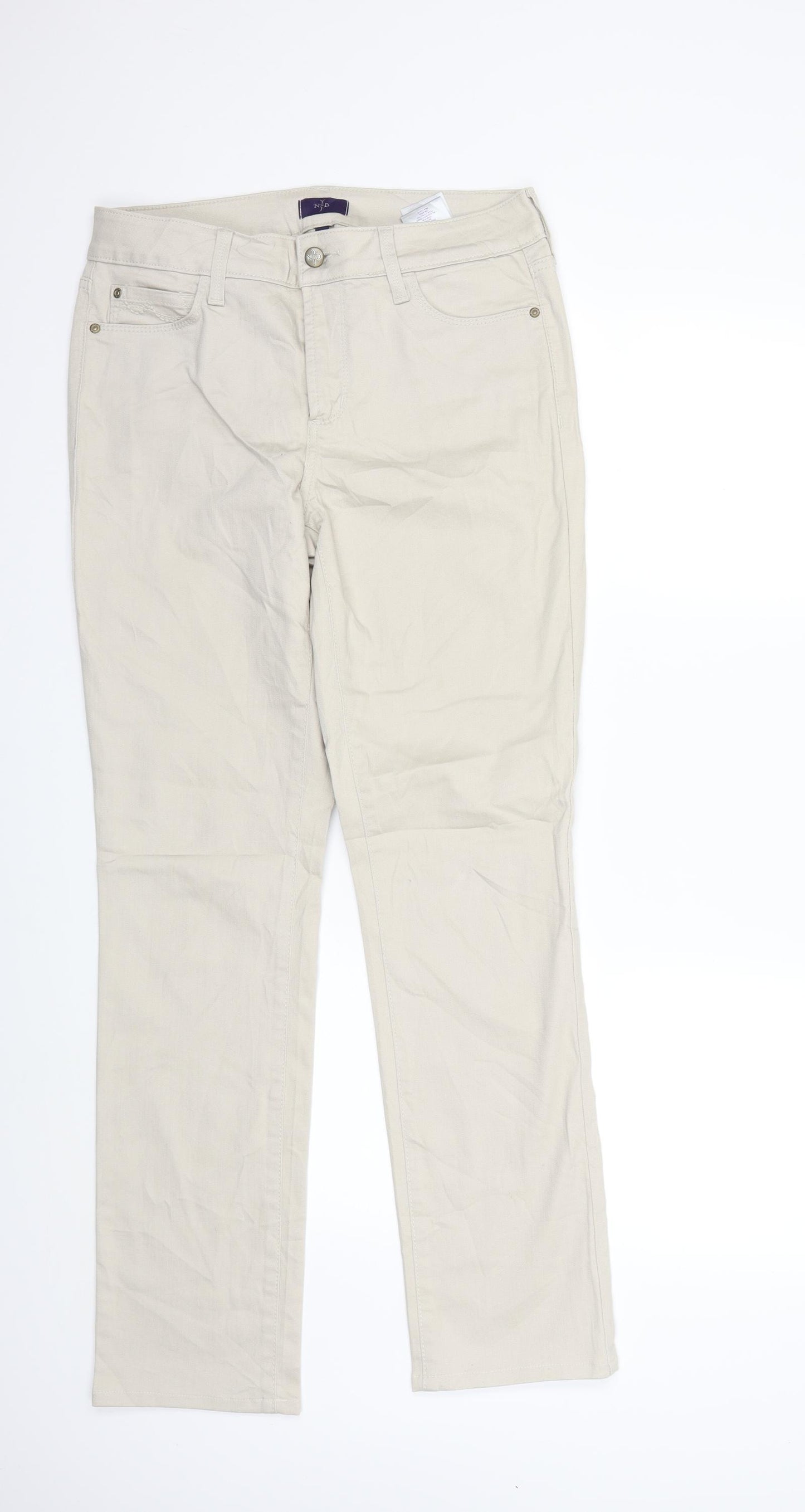 NYJD Womens Beige  Denim Straight Jeans Size 32 in L30 in