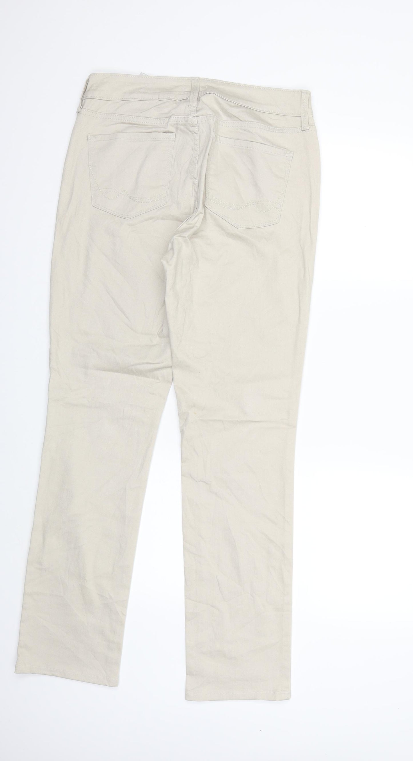NYJD Womens Beige  Denim Straight Jeans Size 32 in L30 in