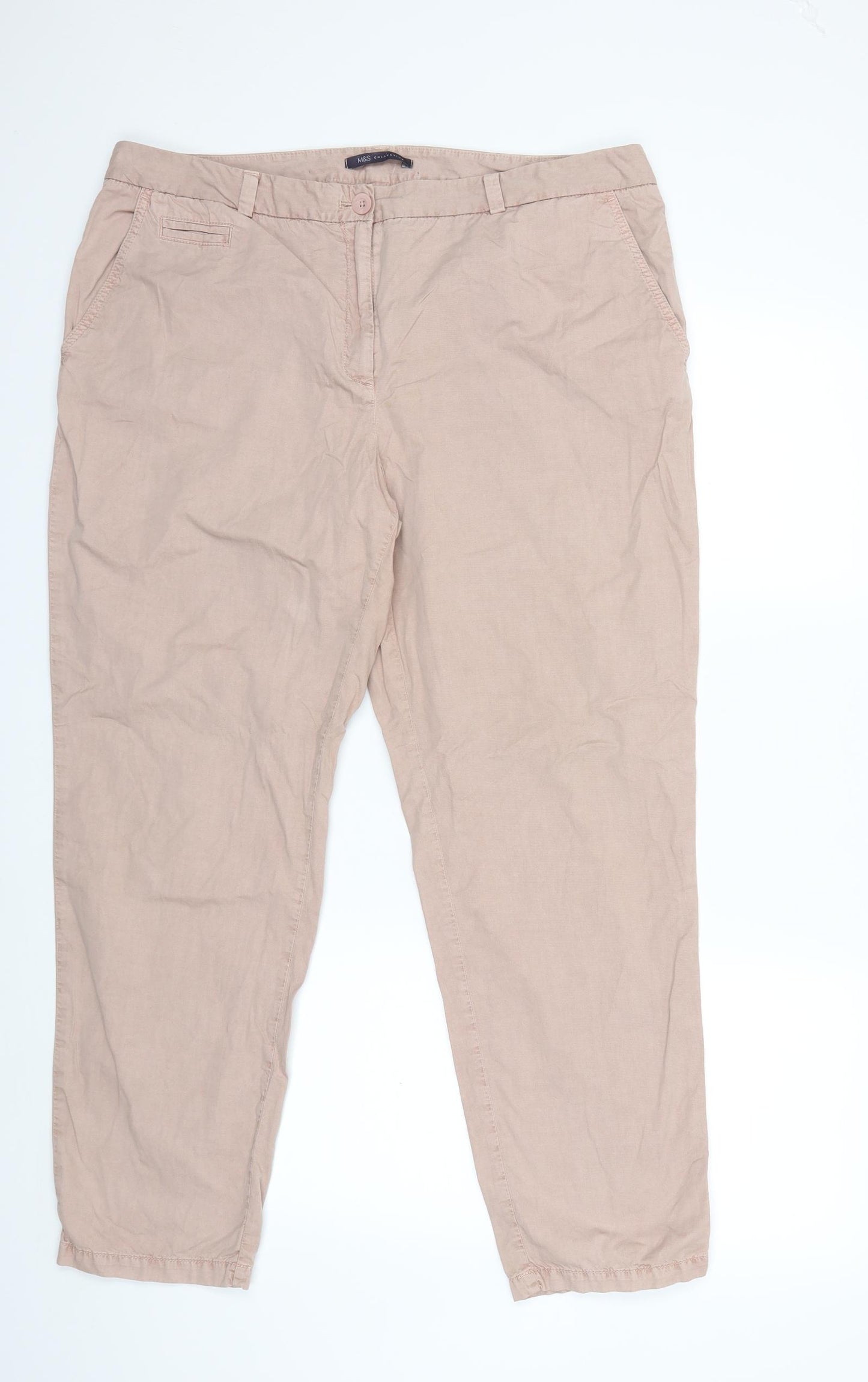 Marks and Spencer Womens Pink   Cargo Trousers Size 18 L28 in