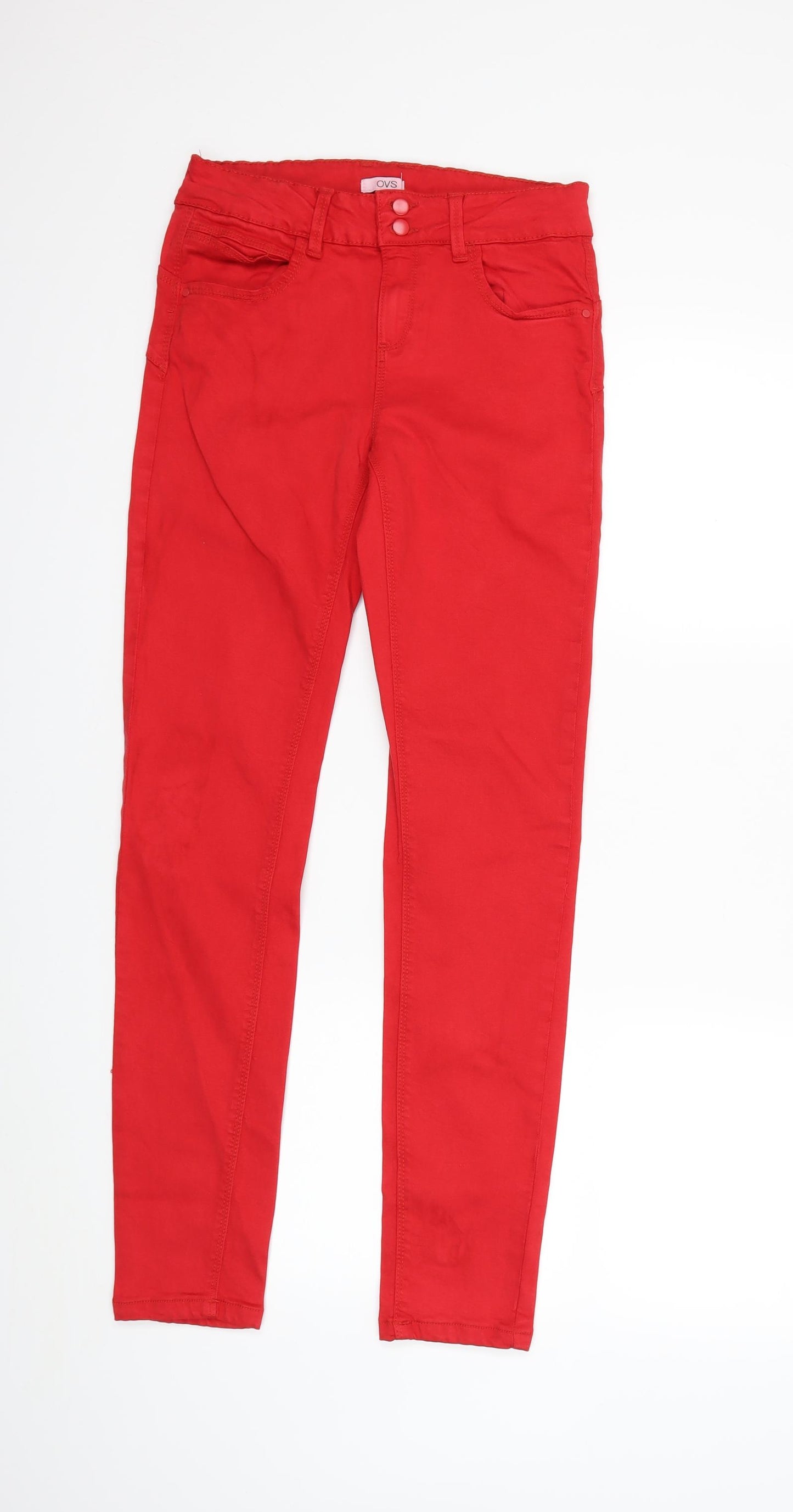 OVS Womens Red  Denim Straight Jeans Size 10 L29 in