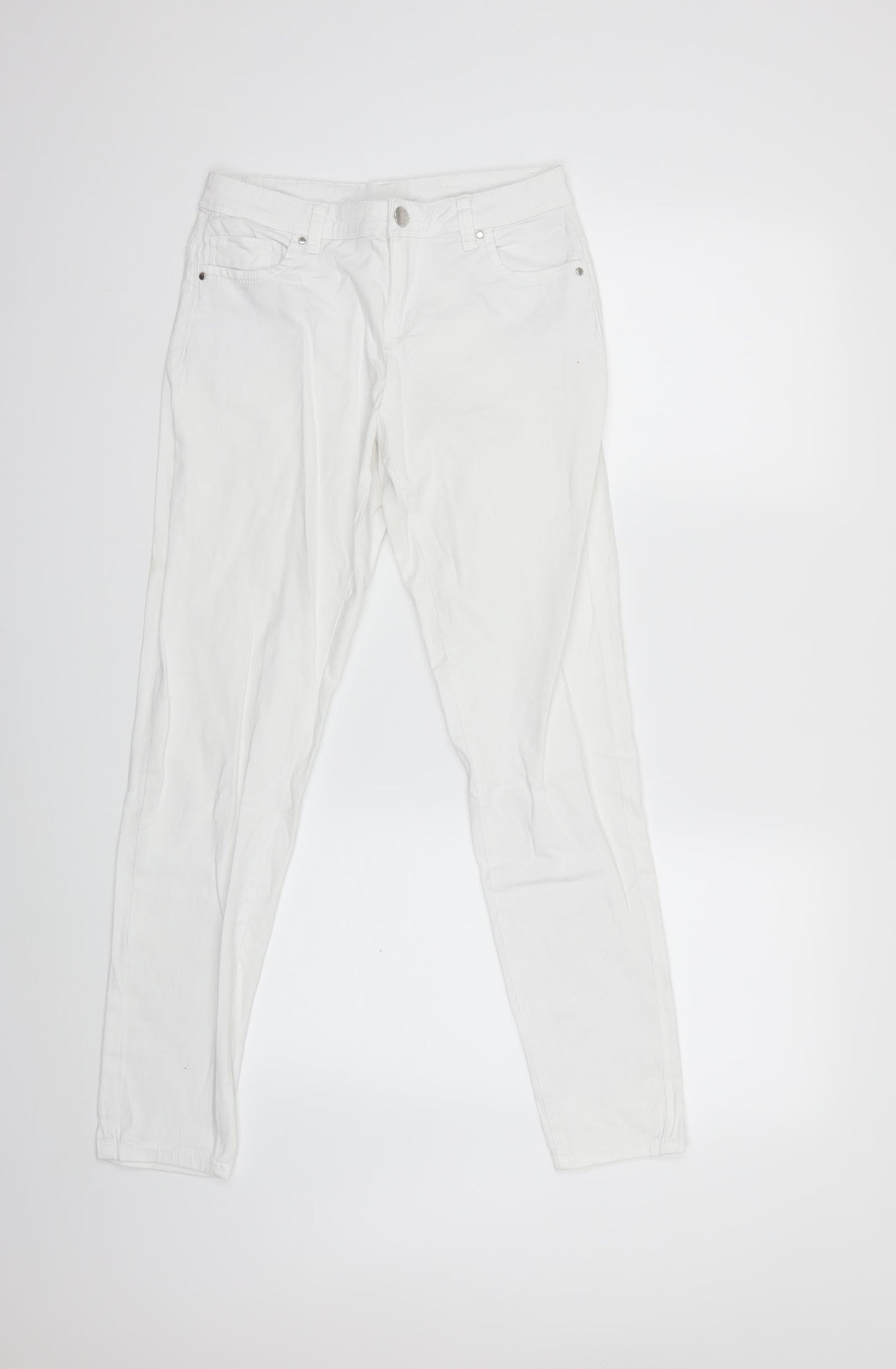 Preworn Womens White  Denim Skinny Jeans Size 26 in L28 in