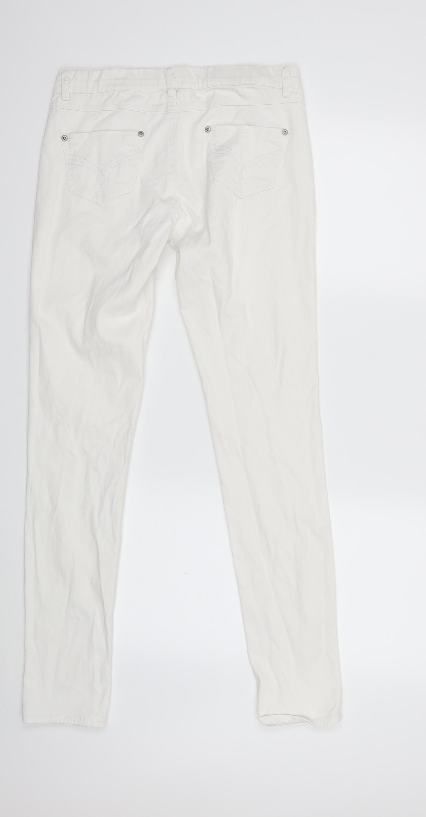 Preworn Womens White  Denim Skinny Jeans Size 10 L30 in
