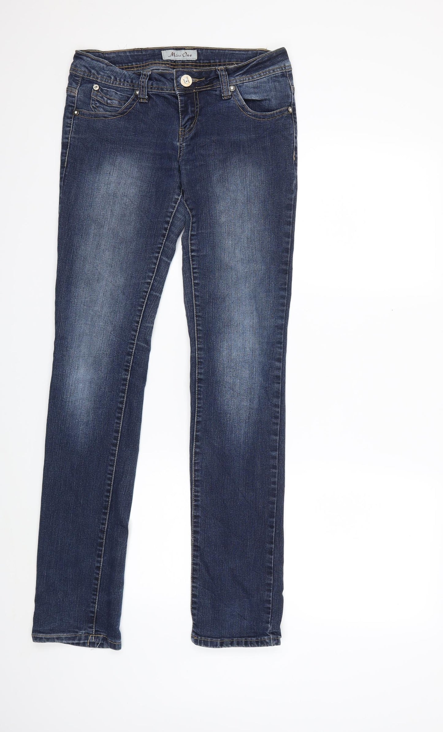 Preworn Womens Blue  Denim Straight Jeans Size 10 L33 in
