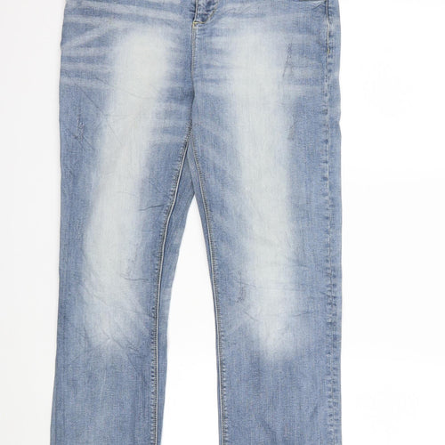 Multiblu Womens Blue  Denim Straight Jeans Size 40 in L32 in
