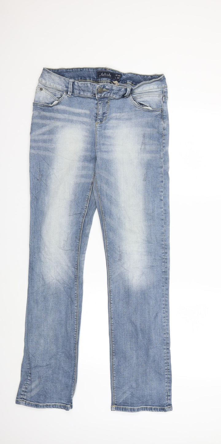Multiblu Womens Blue  Denim Straight Jeans Size 40 in L32 in