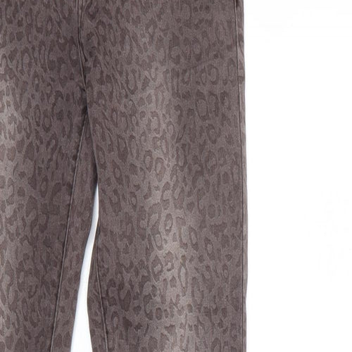 Preworn Womens Grey Animal Print Denim Skinny Jeans Size 26 in L32 in