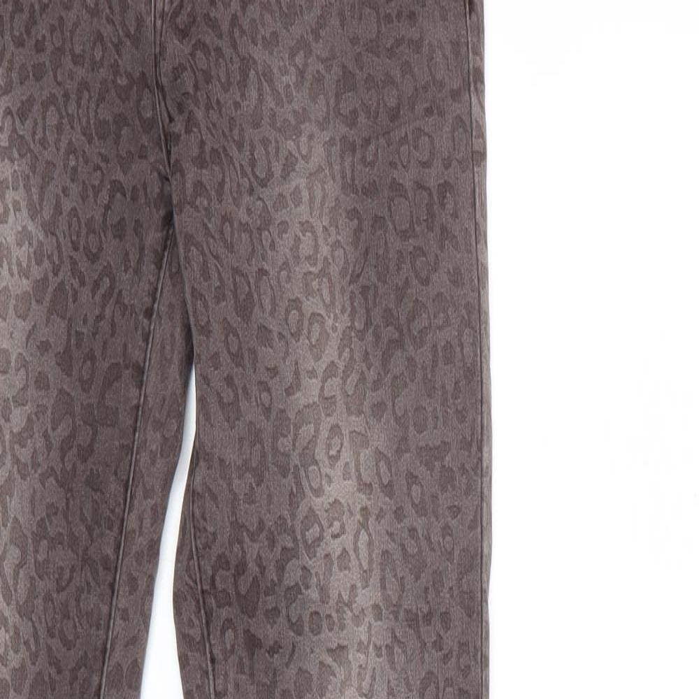 Preworn Womens Grey Animal Print Denim Skinny Jeans Size 26 in L32 in