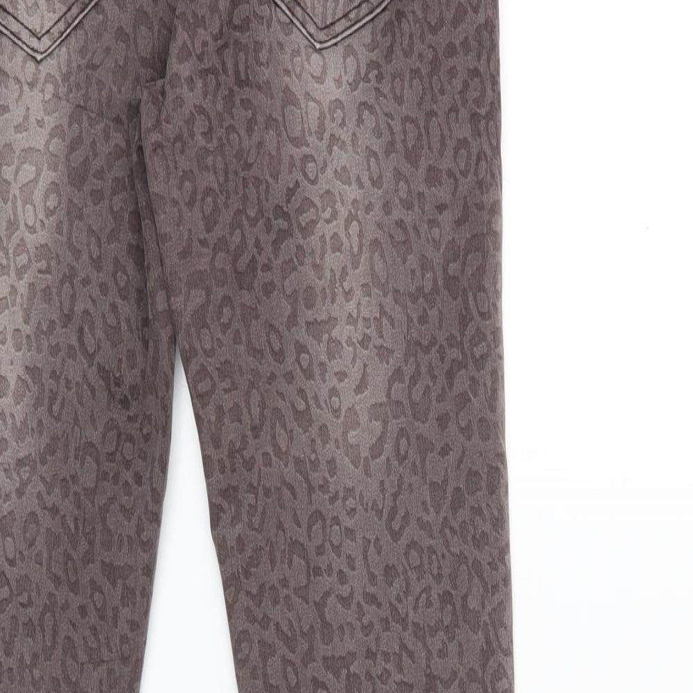 Preworn Womens Grey Animal Print Denim Skinny Jeans Size 26 in L32 in