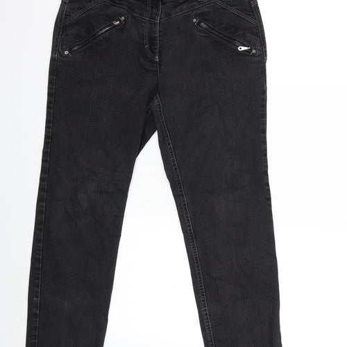 ZERRES Womens Black  Denim Straight Jeans Size 10 L25 in