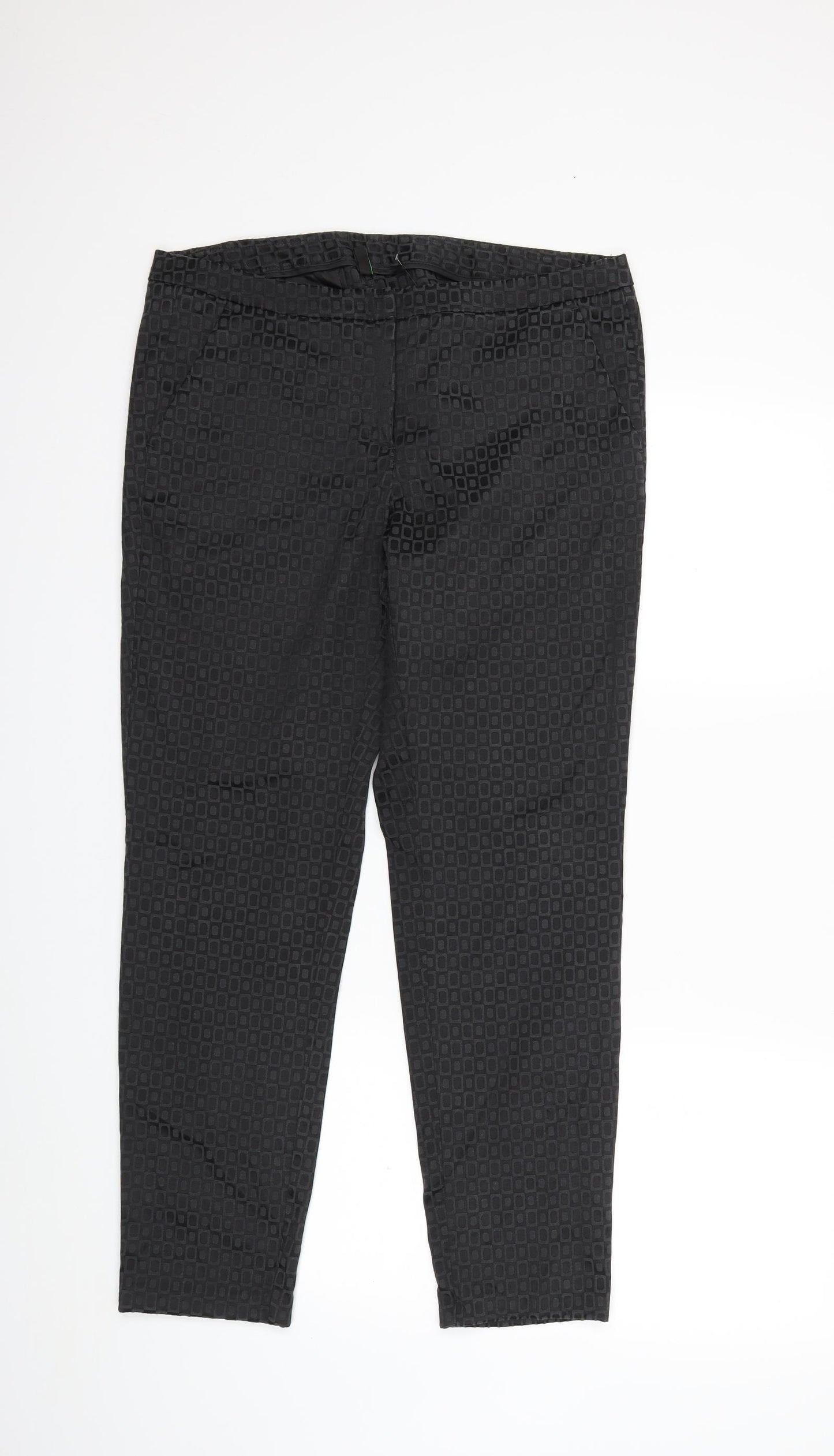 Preworn Womens Grey Geometric  Trousers  Size 14 L28 in