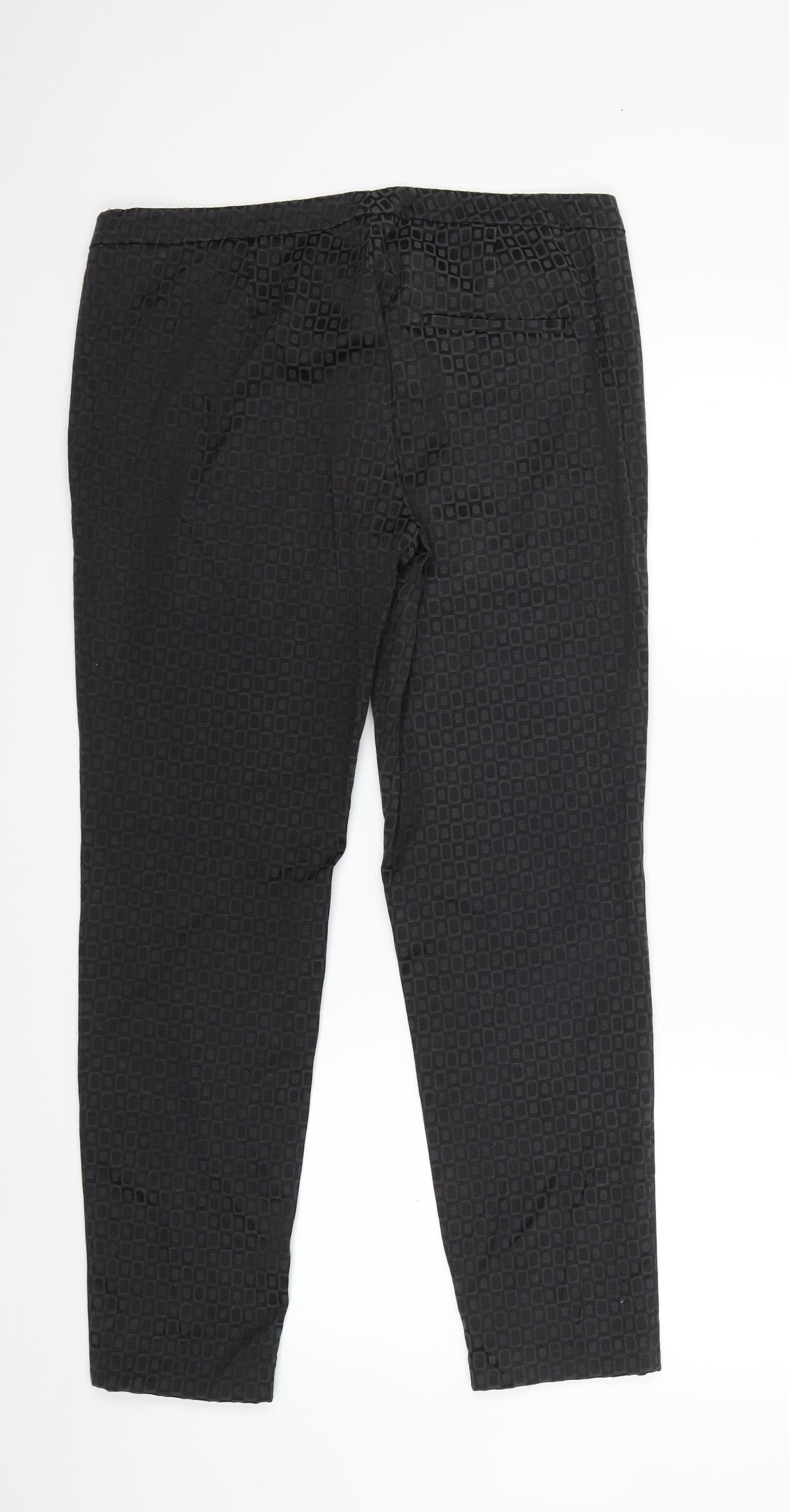 Preworn Womens Grey Geometric  Trousers  Size 14 L28 in