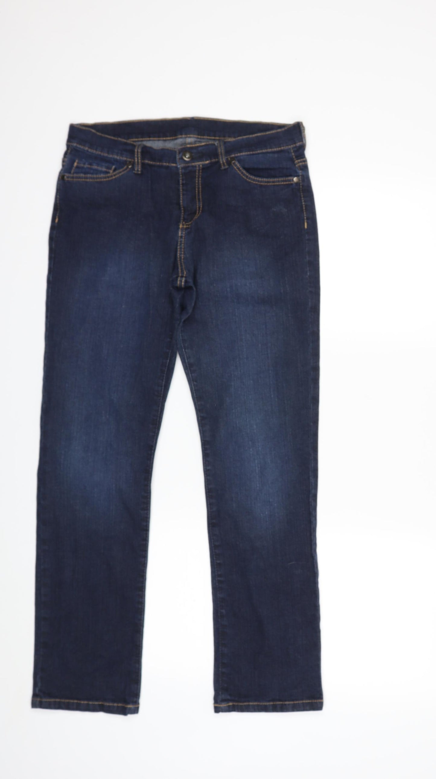 Marks and Spencer Womens Blue  Denim Straight Jeans Size 12 L28 in