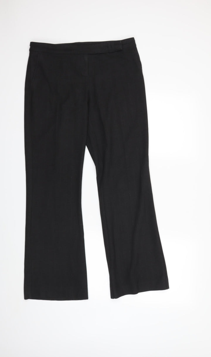 AMARANTO Womens Black Striped Trousers Size 12 L30 in