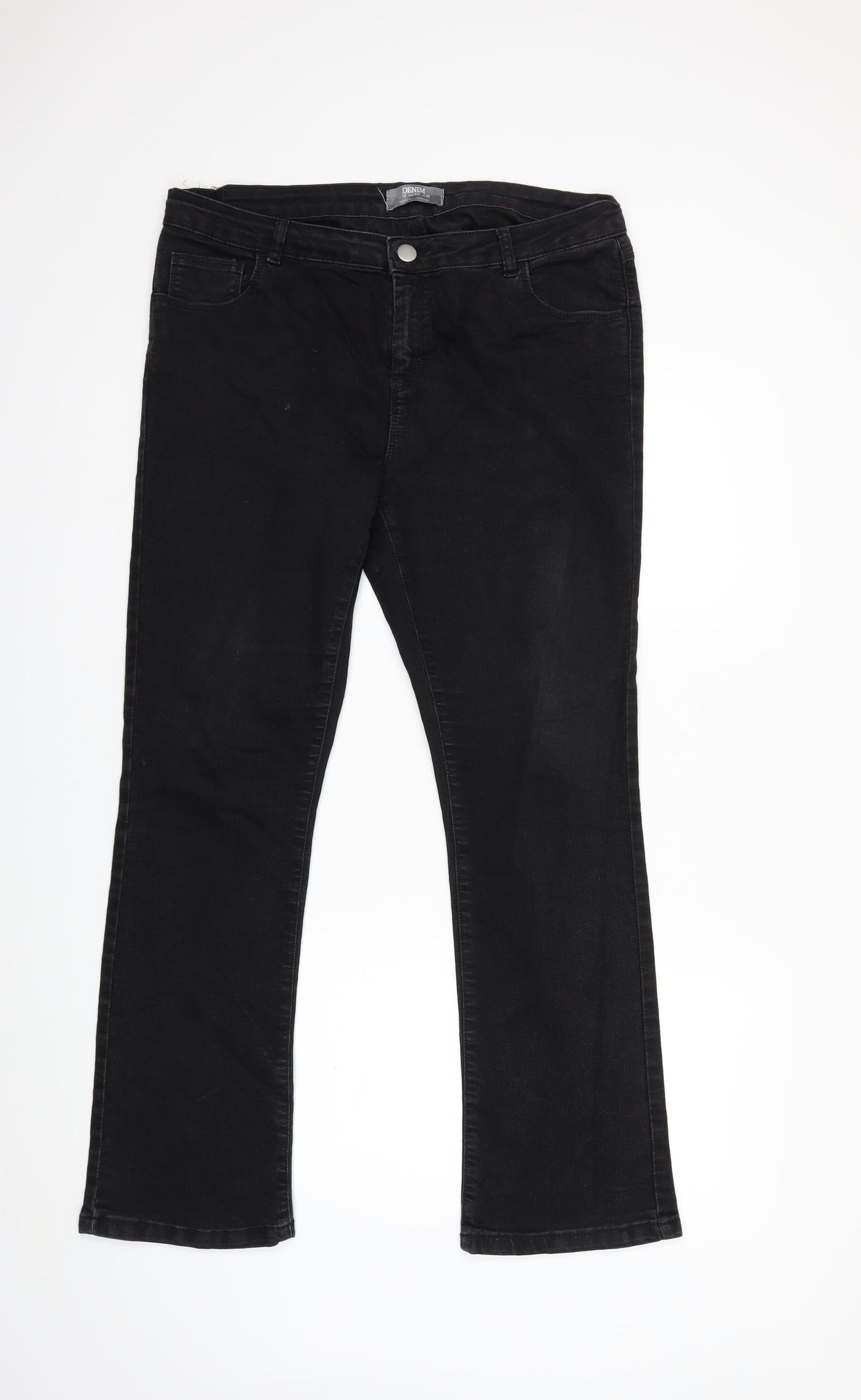Dorothy Perkins Womens Black  Denim Flared Jeans Size 16 L30 in
