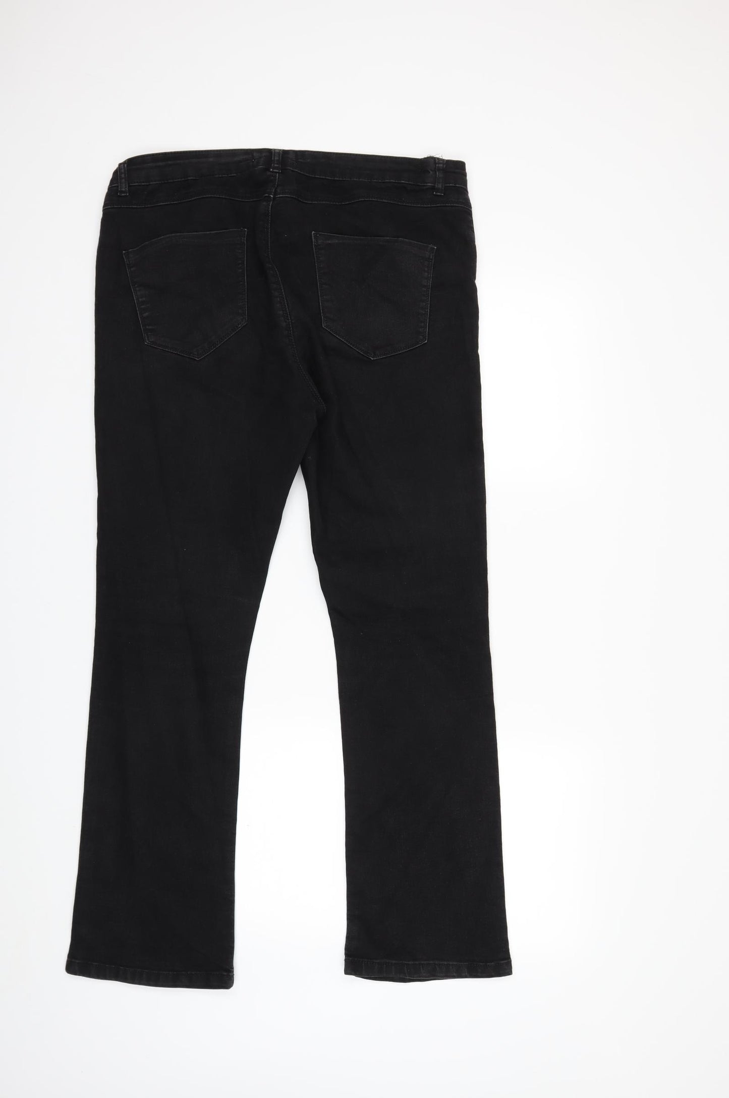 Dorothy Perkins Womens Black  Denim Flared Jeans Size 16 L30 in