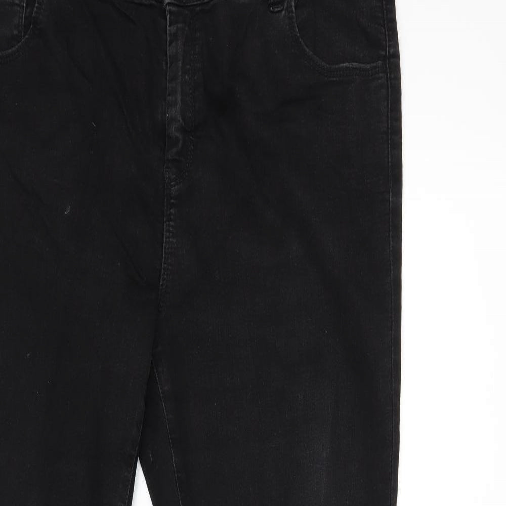 Dorothy Perkins Womens Black  Denim Flared Jeans Size 16 L30 in