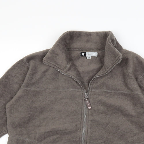 Active Womens Grey Striped Fleece Jacket Coat Size 8