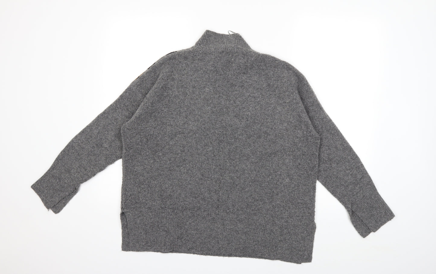 Marks and Spencer Womens Grey Animal Print Knit Pullover Jumper Size L