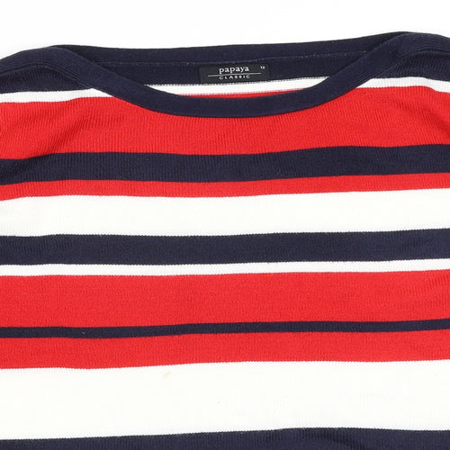 Papaya Womens Red Striped  Pullover Jumper Size 12